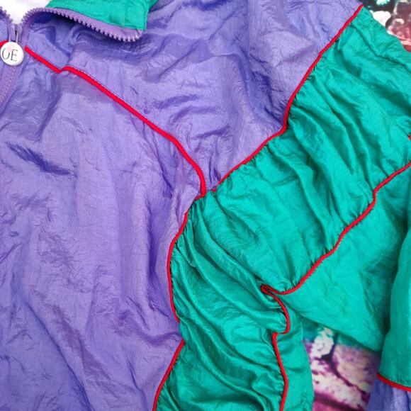 Vintage Olympic Exposure Track Jacket Purple Teal Windbreaker size Medium - Picture 4 of 4
